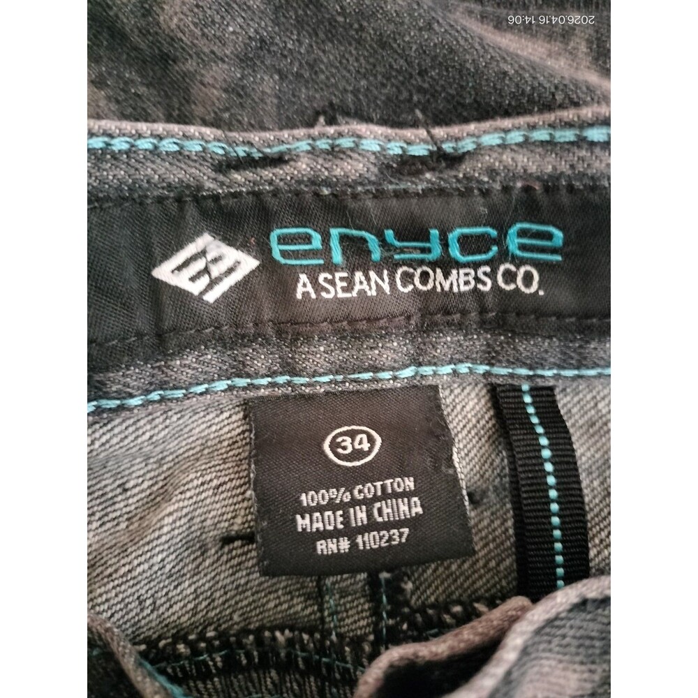 Enyce Denim Shorts Mens 34 Blue Jean Baggy Sean Combs Vintage Style Hip Hop Y2K - Picture 4 of 8